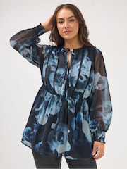 Negro cromado - Yours Curve Crochet Tape Tie Front Blouse - Imagen 1 de 5