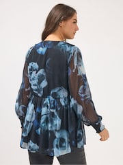 Negro cromado - Yours Curve Crochet Tape Tie Front Blouse - Imagen 3 de 5