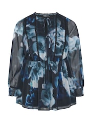 Negro cromado - Yours Curve Crochet Tape Tie Front Blouse - Imagen 5 de 5