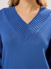 Long Tall Sally Blue V-Neck Jumper - Image 4 of 5