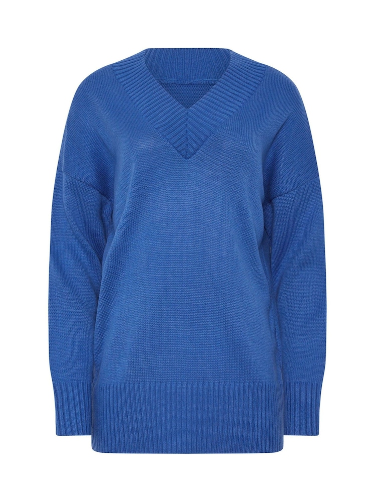 Long Tall Sally Blue V-Neck Jumper - Image 5 of 5 Long Tall Sally Blue V-Neck Jumper - Image 5 of 5