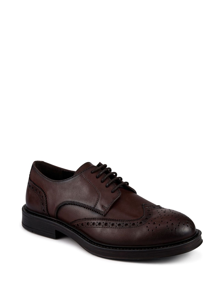 Pavers Brown Wide Fit Leather Brogue Derby Shoes - Image 2 of 5