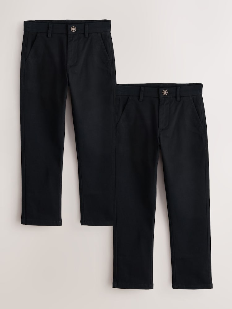 Black Stretch Skinny Chino Trousers 2 Pack (3-17yrs) - Image 1 of 4