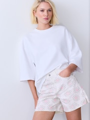 Blanco - Split Hem Alto Rise Denim Shorts - Imagen 1 de 9