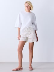 Blanco - Split Hem Alto Rise Denim Shorts - Imagen 2 de 9