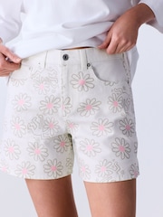 Blanco - Split Hem Alto Rise Denim Shorts - Imagen 5 de 9
