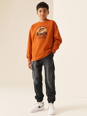 ブラック - ルーズフィット伸縮性ウエストデニムカーゴジーンズ（3～16歳） - 画像 2 / 8