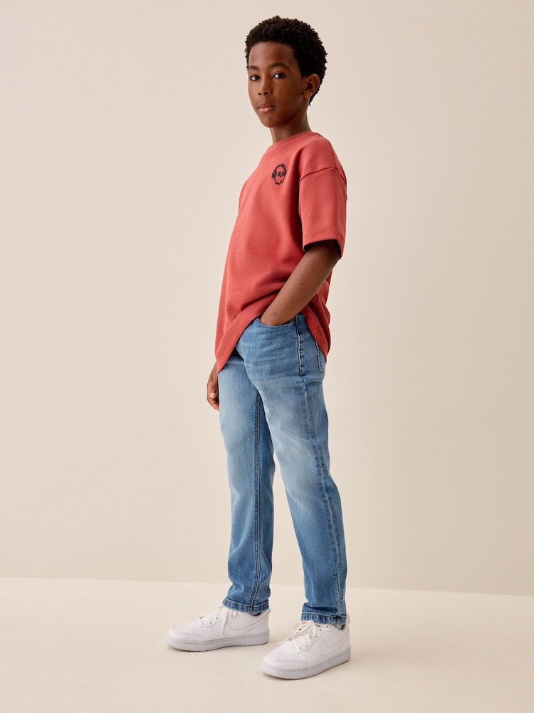 Blue Denim Regular Fit Stretch Jeans (3-16yrs) - Image 1 of 8 Blue Denim Regular Fit Stretch Jeans (3-16yrs) - Image 1 of 8