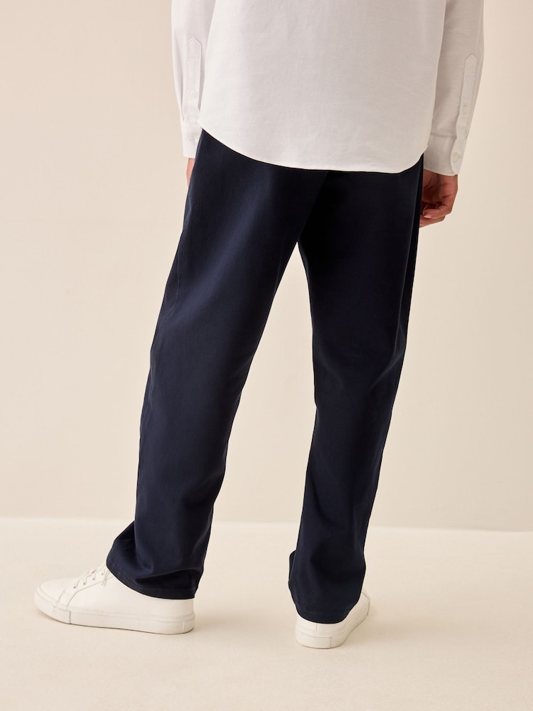 Navy Blue Loose Fit Stretch Chino Trousers (3-17yrs) - Image 3 of 3