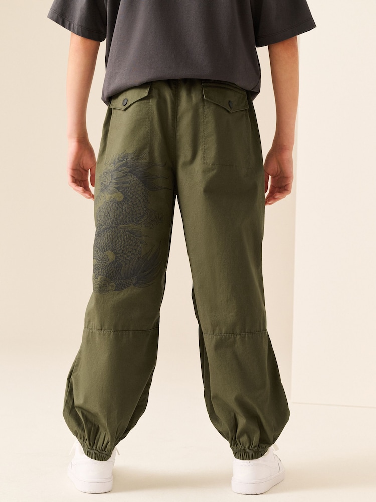 Khaki Green Superwide Parachute Trousers (3-16yrs) - Image 2 of 9