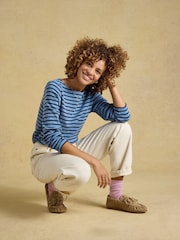 Joules Harbour Blue Marl Long Sleeve Striped Boat Neck Breton Top - Image 4 of 9