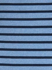 Joules Harbour Blue Marl Long Sleeve Striped Boat Neck Breton Top - Image 8 of 9