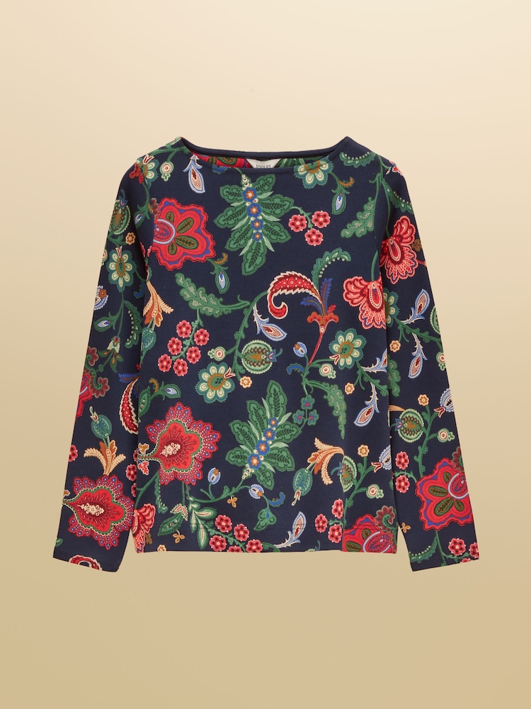 Harbour Navy Floral Printed Boat Neck 100% Cotton Jersey Top - Image 8 of 8 Harbour Navy Floral Printed Boat Neck 100% Cotton Jersey Top - Image 8 of 8