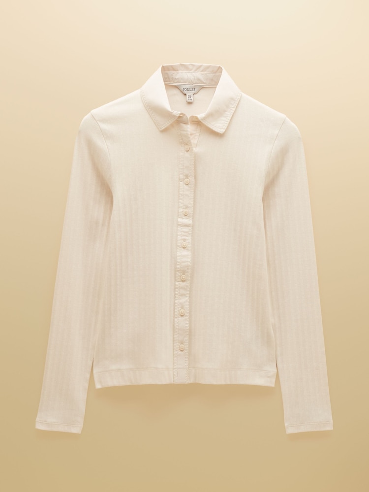Joules Elle Cream Cotton Rich Pointelle Jersey Shirt - Image 7 of 7 Joules Elle Cream Cotton Rich Pointelle Jersey Shirt - Image 7 of 7