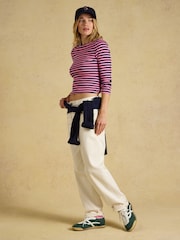Navy& Pink Striped - Joules Sophie Ribbed Fitted T-Shirt - Image 5 of 7
