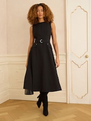 Love & Roses Black Petite Sleeveless Belted Dress - Image 1 of 4