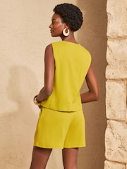 Love & Roses Olive Green Linen Look Tie Top - Image 4 of 4