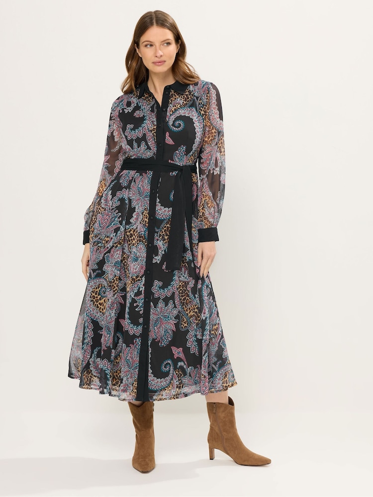 Star by Julien MacDonald Black Paisley Print Shirt Dress - Image 1 of 5