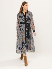 Star by Julien MacDonald Black Paisley Print Shirt Dress - Image 2 of 5