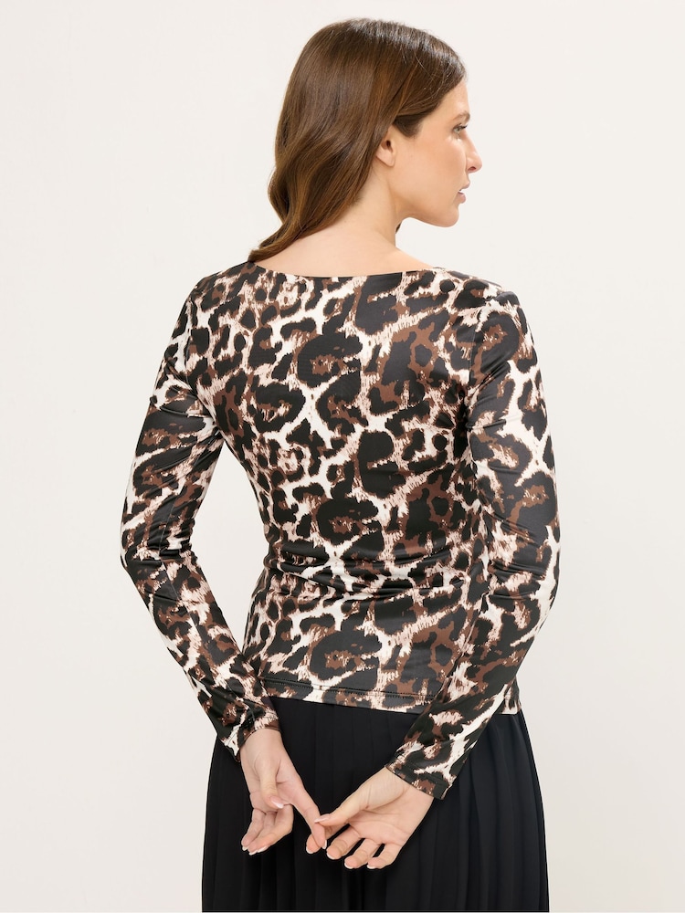 Star by Julien MacDonald Brown Leopard Print Square Neck Top - Image 2 of 6 Star by Julien MacDonald Brown Leopard Print Square Neck Top - Image 2 of 6