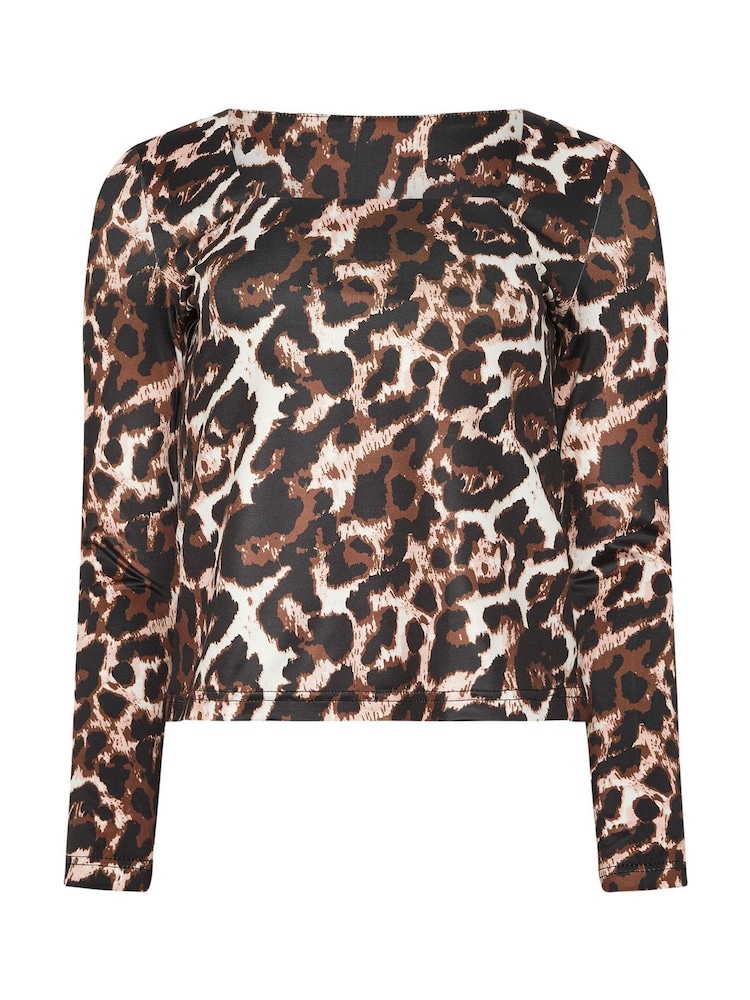 Star by Julien MacDonald Brown Leopard Print Square Neck Top - Image 6 of 6 Star by Julien MacDonald Brown Leopard Print Square Neck Top - Image 6 of 6