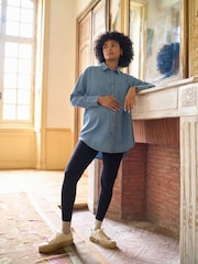 Seraphine Blue Denim Maternity & Nursing Shirt Dress - Image 4 of 5