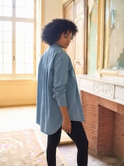 Seraphine Blue Denim Maternity & Nursing Shirt Dress - Image 5 of 5