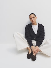 The Set 2 Pack Cable V-Neck Knit Cardigan Chocolate Brown/Cream - Image 5 of 6