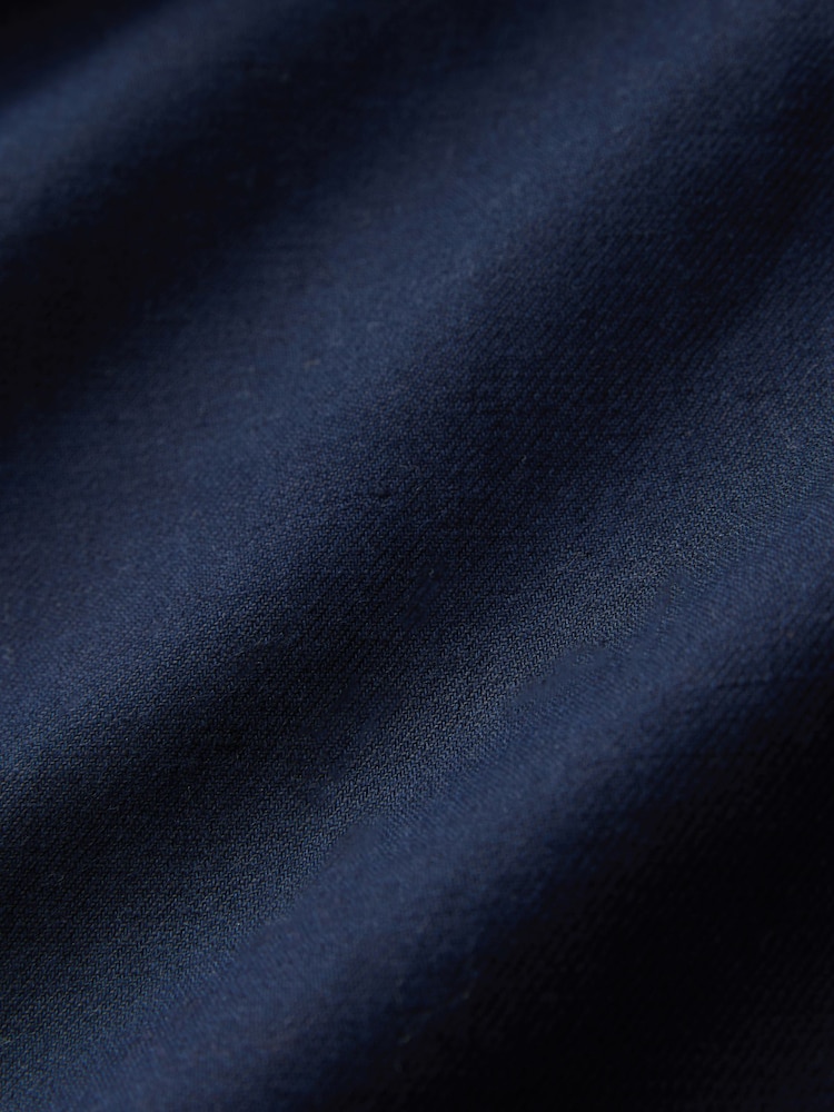 Navy Straight Fit Cotton Linen Blend Chino Trousers - Image 4 of 4