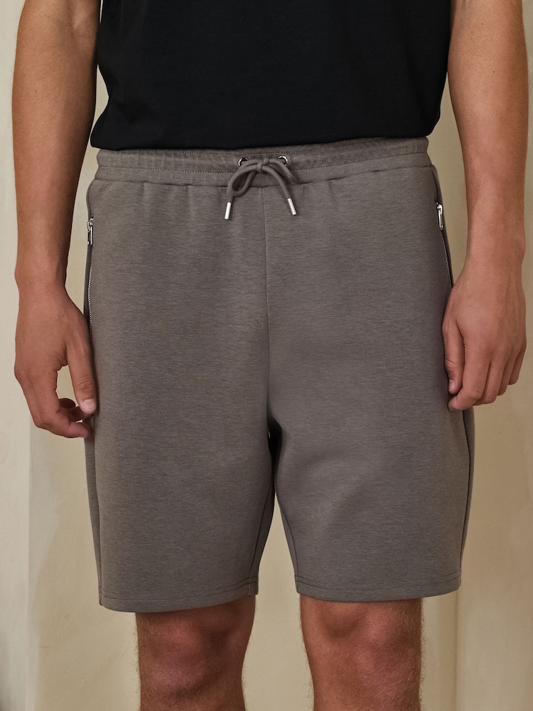 Light Brown Jersey Zip Shorts - Image 5 of 5