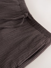 Chocolate Brown Textured Shorts with Linen - Image 2 of 3