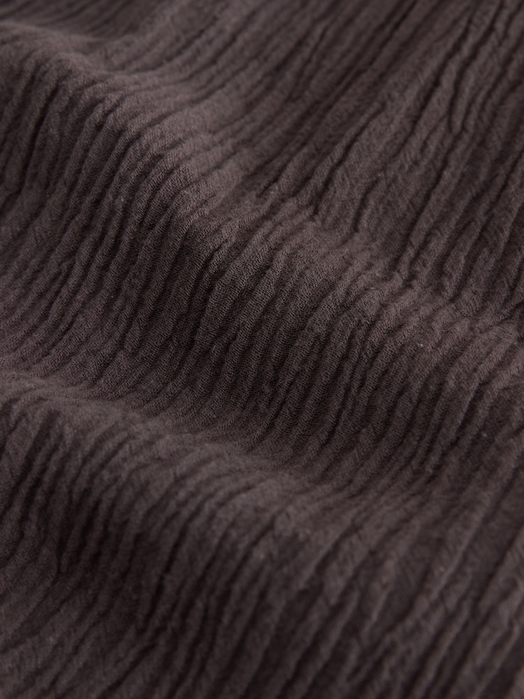 Chocolate Brown Textured Shorts with Linen - Image 3 of 3
