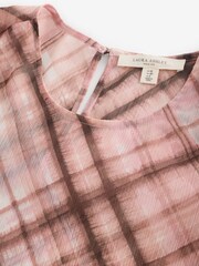 Laura Ashley Pink/Brown Check Co-ord Blouse with Embroidery - Image 6 of 9