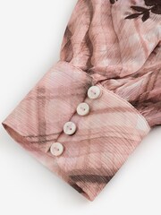 Laura Ashley Pink/Brown Check Co-ord Blouse with Embroidery - Image 7 of 9