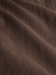 Chocolate Brown Stripe Cotton Linen Blend Barrel Leg Trousers - Image 3 of 3