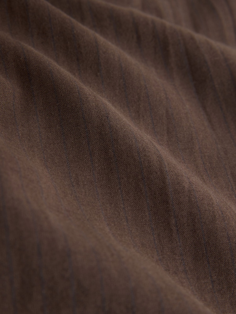 Chocolate Brown Stripe Cotton Linen Blend Barrel Leg Trousers - Image 3 of 3