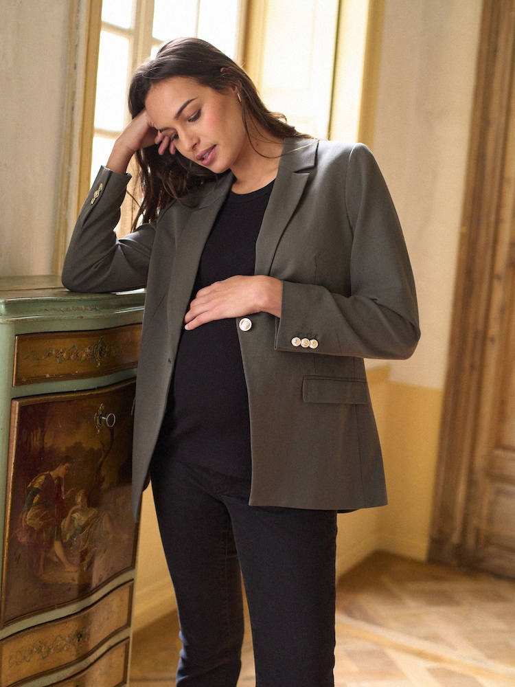 Seraphine Khaki Green Tailored Maternity Blazer - Image 5 of 5 Seraphine Khaki Green Tailored Maternity Blazer - Image 5 of 5