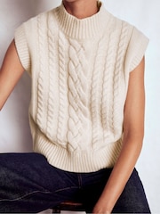 Boden Cream Amara Merino Cable Tank - Image 4 of 6
