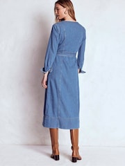 Boden Blue Zip Denim Straight Dress - Image 3 of 6