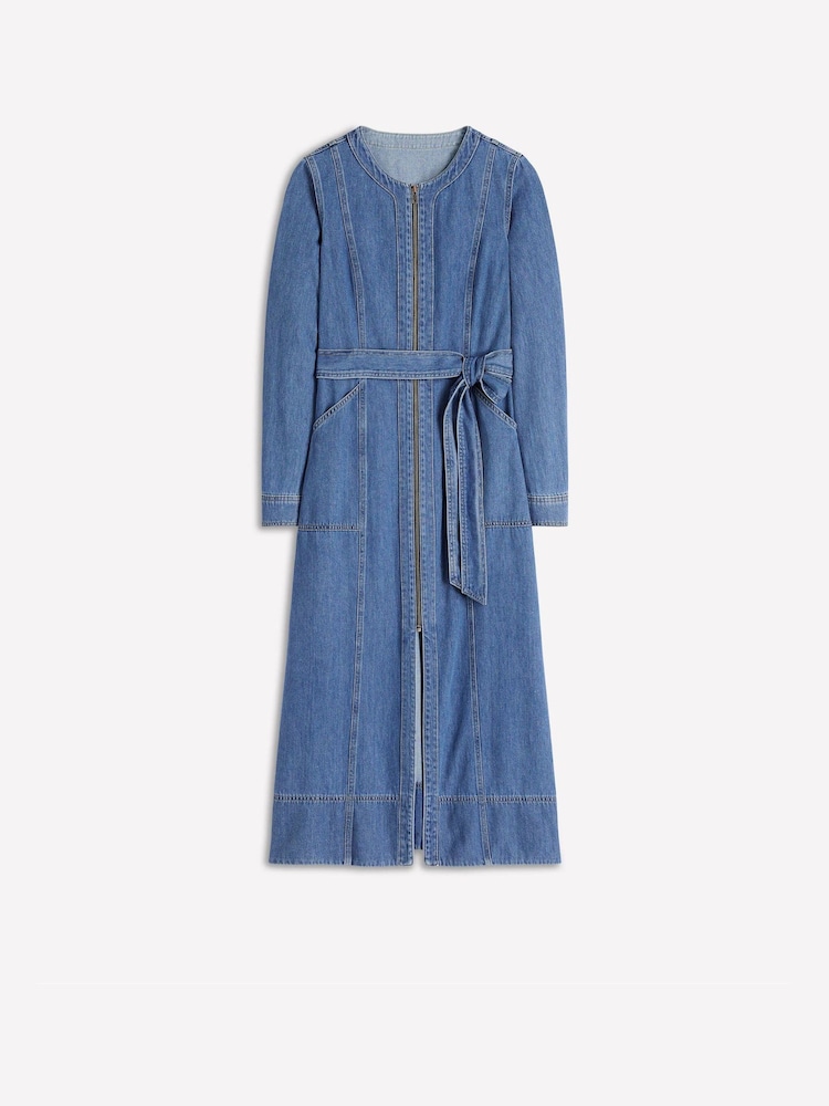 Boden Blue Zip Denim Straight Dress - Image 6 of 6