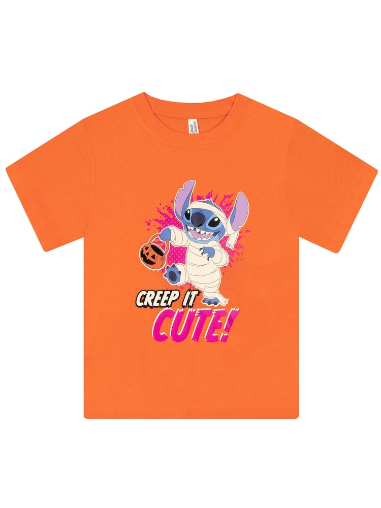 Character Orange Lilo & Stitch Short Sleeve T-Shirt | Halloween Creep It Cute - Image 1 of 2 Character Orange Lilo & Stitch Short Sleeve T-Shirt | Halloween Creep It Cute - Image 1 of 2