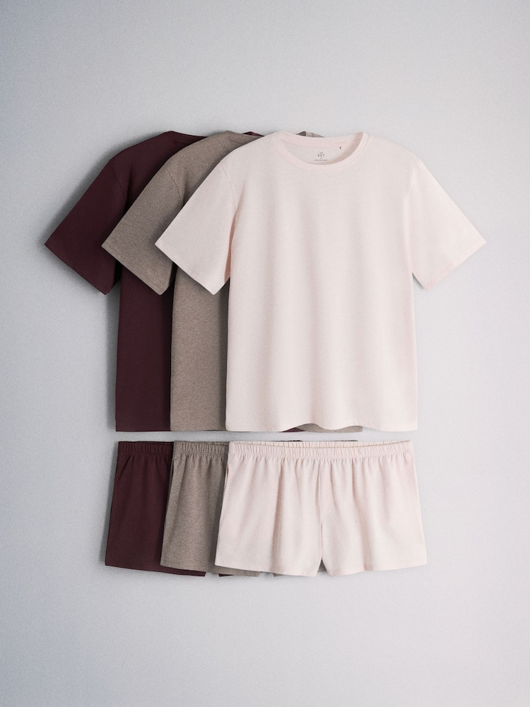 The Set Essentials T-Shirt and Short Pyjamas Set Plum Purple - Image 1 of 9 The Set Essentials T-Shirt and Short Pyjamas Set Plum Purple - Image 1 of 9