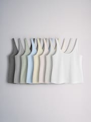 The Set 10 Pack Essential Scoop Wide Strap Vests Pastels - Image 1 of 11