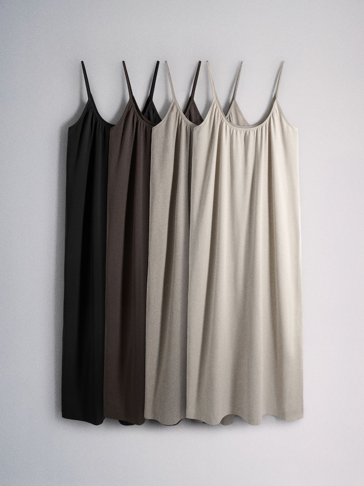 The Set 4 Pack Essentials Beach Strappy Maxi Dresses Black/Brown/Neutral/Cream - Image 1 of 7