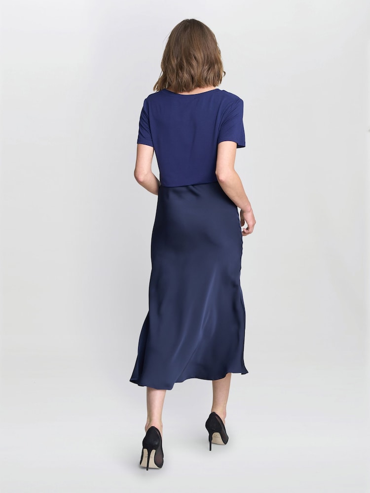 Gina Bacconi Blue Bobbi Satin Bias Cut Skirt - Image 2 of 5 Gina Bacconi Blue Bobbi Satin Bias Cut Skirt - Image 2 of 5
