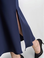Gina Bacconi Blue Bobbi Satin Bias Cut Skirt - Image 4 of 5