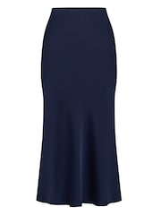 Gina Bacconi Blue Bobbi Satin Bias Cut Skirt - Image 5 of 5
