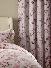 Pink Luminous Leaf Print Eyelet Blackout/Thermal Curtains - Image 4 of 6