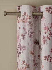 Pink Luminous Leaf Print Eyelet Blackout/Thermal Curtains - Image 5 of 6