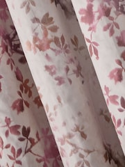 Pink Luminous Leaf Print Eyelet Blackout/Thermal Curtains - Image 6 of 6